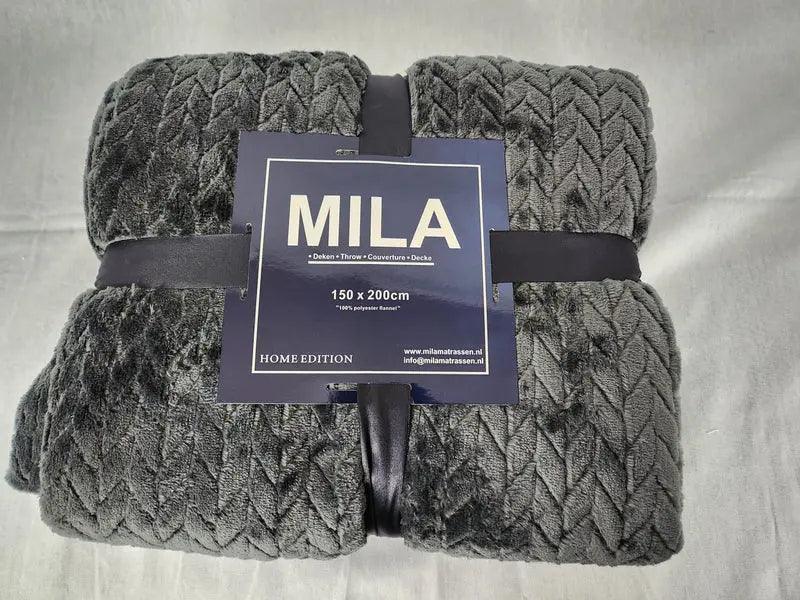 Mila Deken Luxe Fleece Plaid deken - grijs zigzagpatroon DeHuisdiscounter