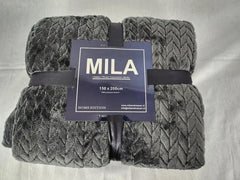 Mila Deken Luxe Fleece Plaid deken - grijs zigzagpatroon DeHuisdiscounter